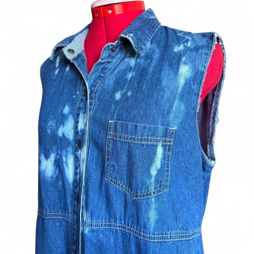 vintage 90s Bobbie Brooks sleeveless blue denim maxi dress tie dye size medium - Picture 7 of 8